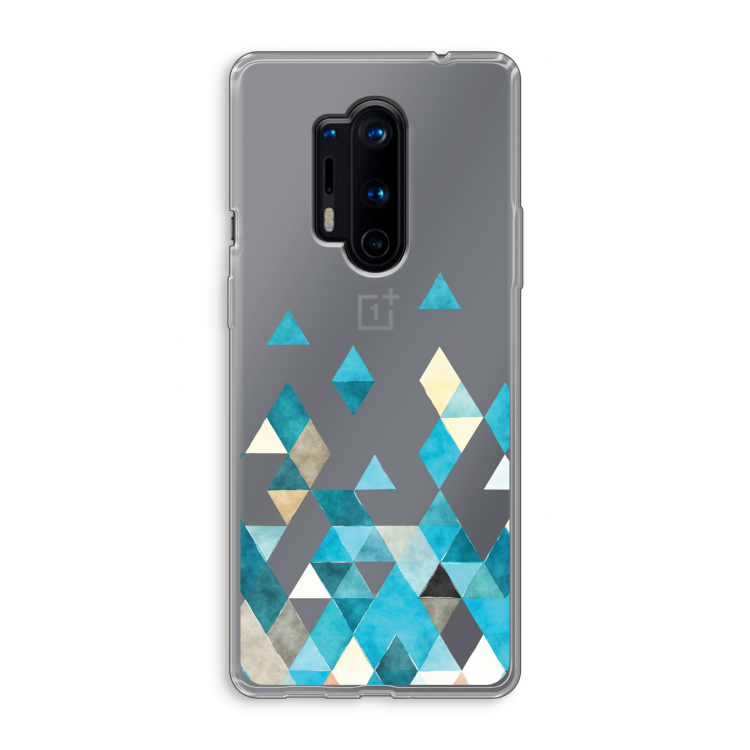 Gekleurde driehoekjes blauw: OnePlus 8 Pro Transparant Hoesje