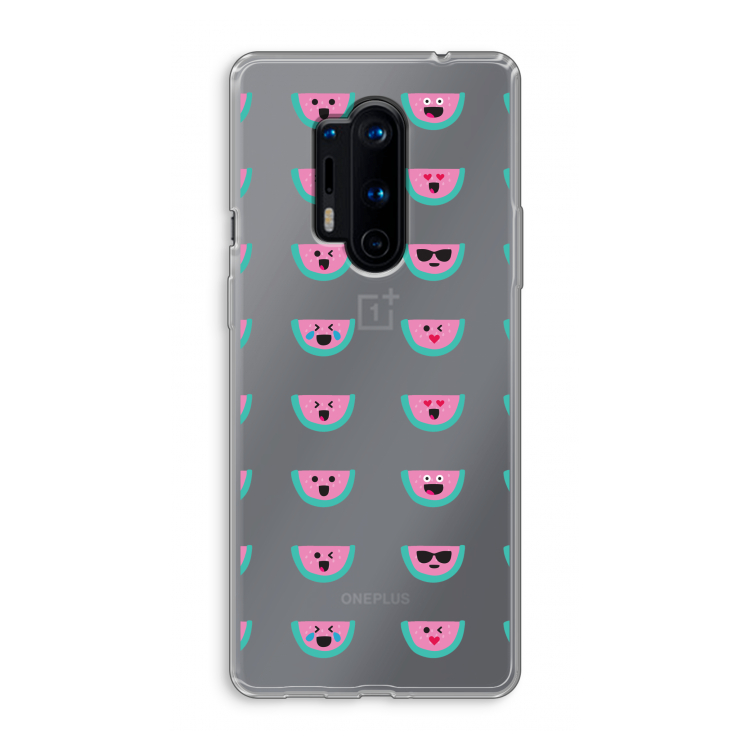 Smiley watermeloenprint: OnePlus 8 Pro Transparant Hoesje