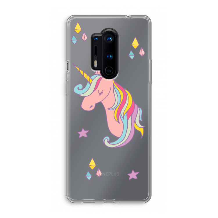 Roze eenhoorn: OnePlus 8 Pro Transparant Hoesje