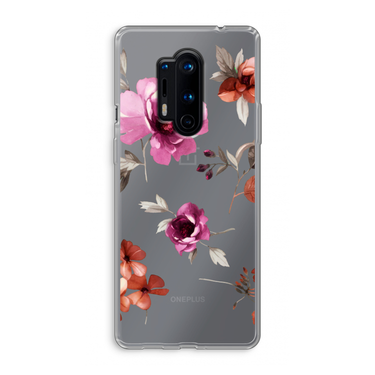 Geschilderde bloemen: OnePlus 8 Pro Transparant Hoesje