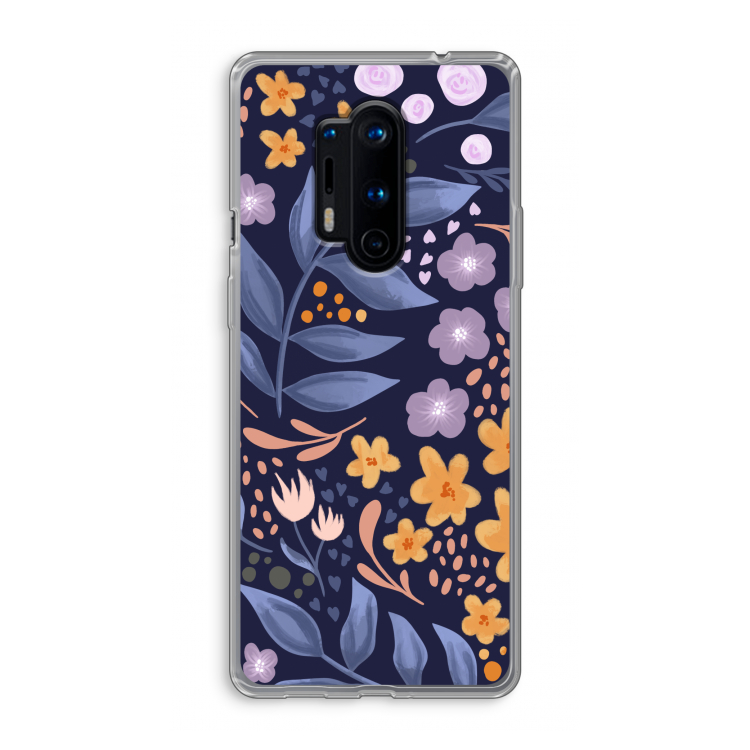 Flowers with blue leaves: OnePlus 8 Pro Transparant Hoesje