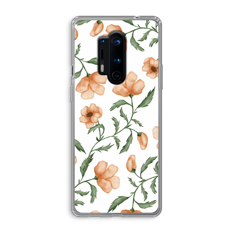 Peachy flowers: OnePlus 8 Pro Transparant Hoesje
