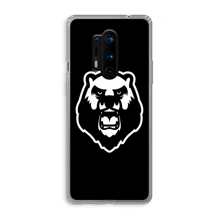 Angry Bear (black): OnePlus 8 Pro Transparant Hoesje