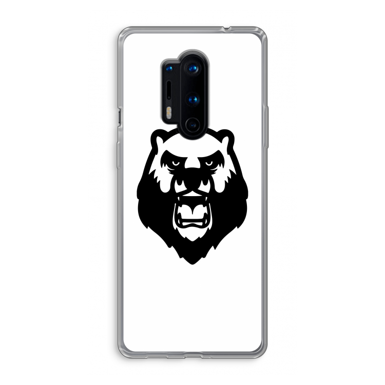 Angry Bear (white): OnePlus 8 Pro Transparant Hoesje
