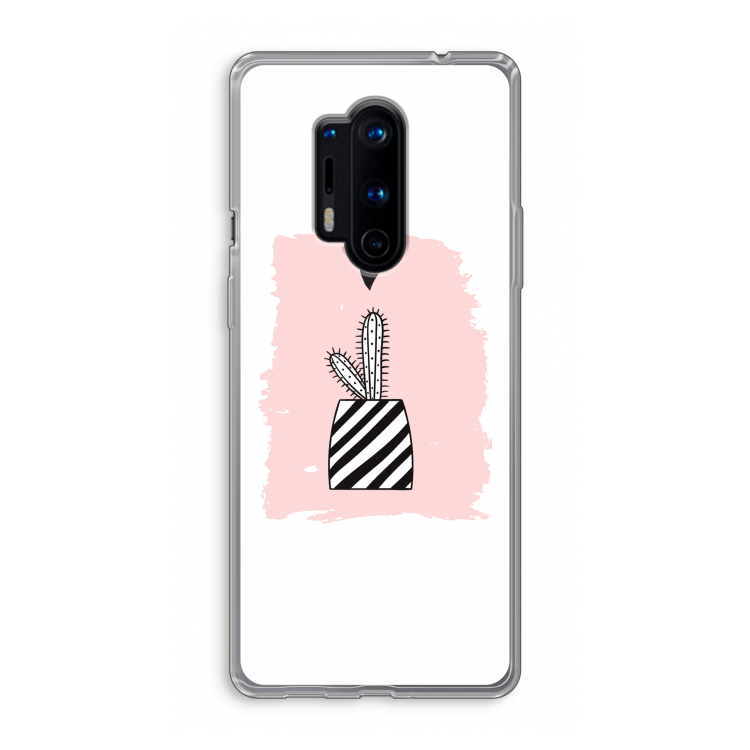 Zwart-wit cactus: OnePlus 8 Pro Transparant Hoesje