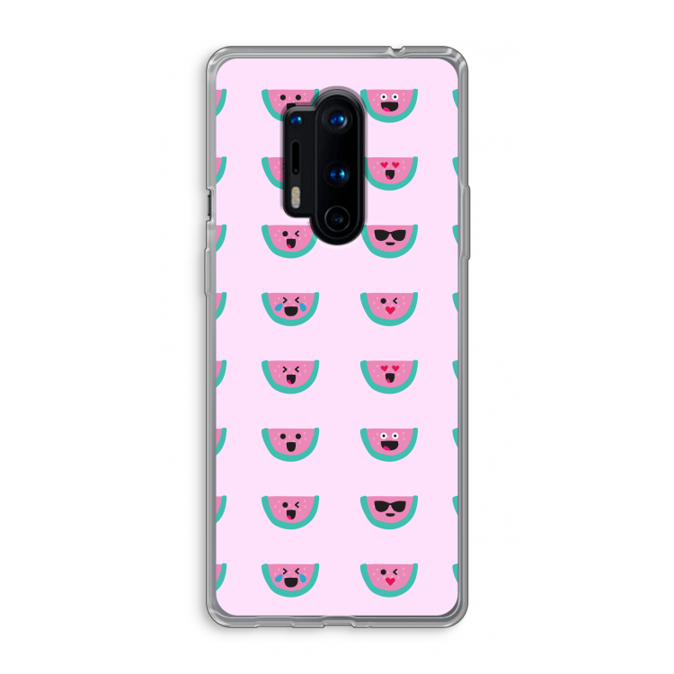 Smiley watermeloenprint: OnePlus 8 Pro Transparant Hoesje