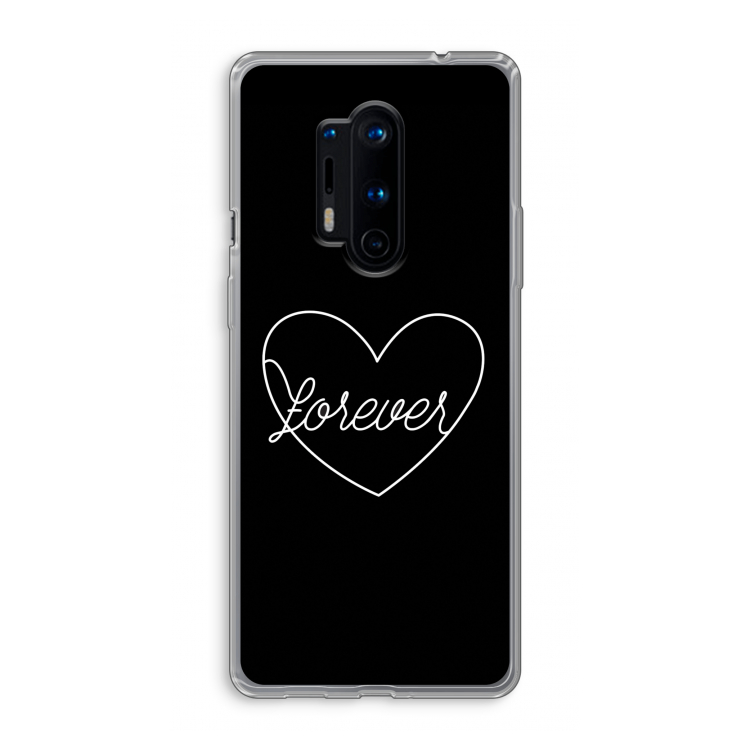 Forever heart black: OnePlus 8 Pro Transparant Hoesje