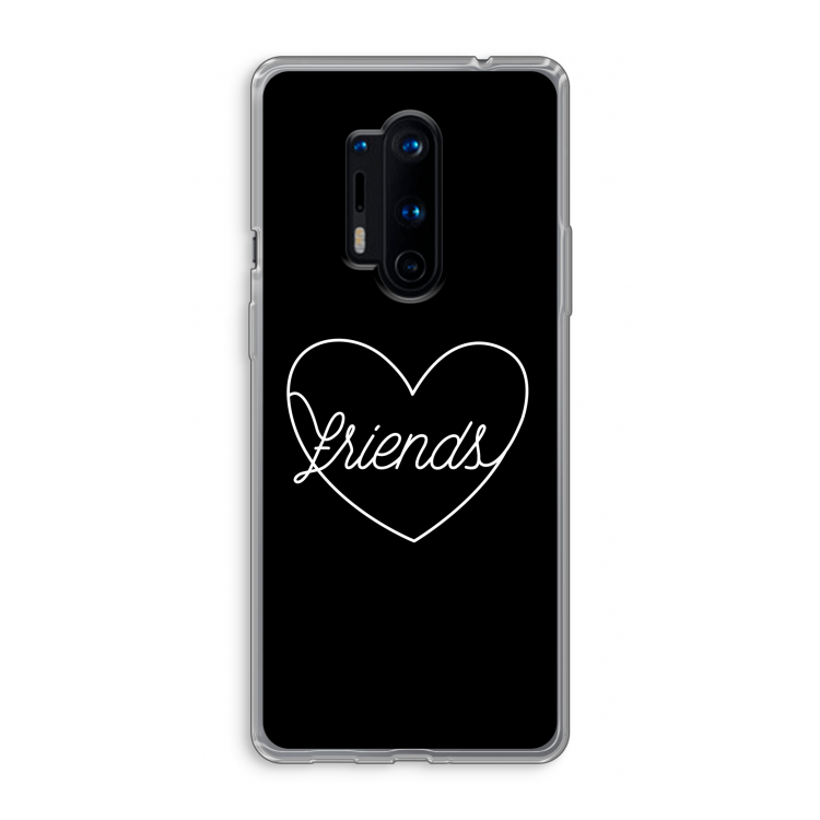 Friends heart black: OnePlus 8 Pro Transparant Hoesje