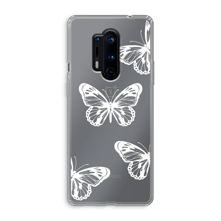 White butterfly: OnePlus 8 Pro Transparant Hoesje