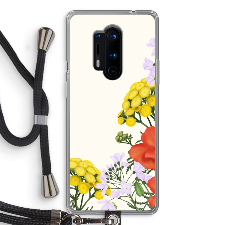 Wilde bloemen: OnePlus 8 Pro Transparant Hoesje met koord