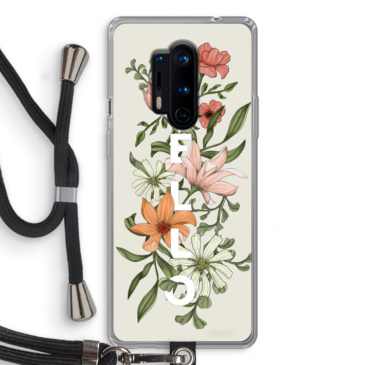 Hello bloemen: OnePlus 8 Pro Transparant Hoesje met koord
