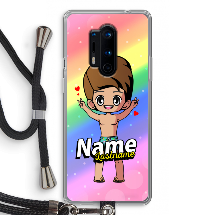 Chibi Maker man: OnePlus 8 Pro Transparant Hoesje met koord