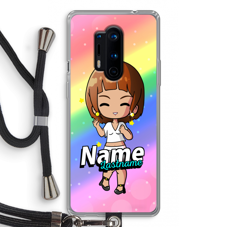 Chibi Maker vrouw: OnePlus 8 Pro Transparant Hoesje met koord