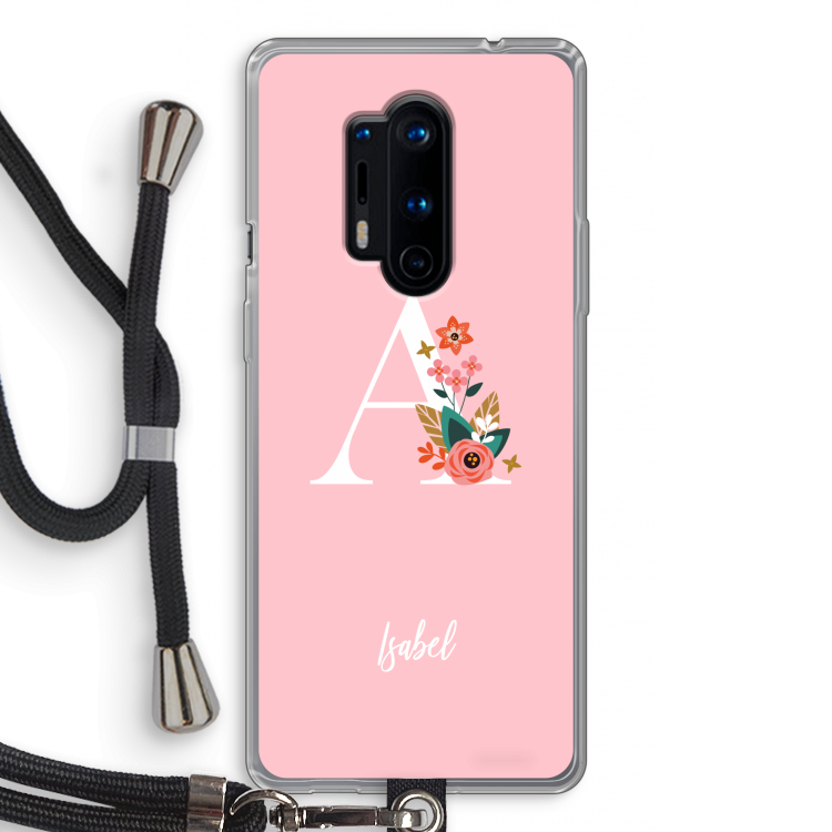 Pink Bouquet: OnePlus 8 Pro Transparant Hoesje met koord