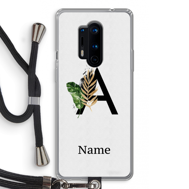 Charcoal Flora: OnePlus 8 Pro Transparant Hoesje met koord