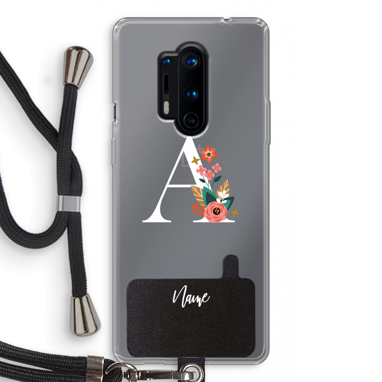 Pink Bouquet: OnePlus 8 Pro Transparant Hoesje met koord
