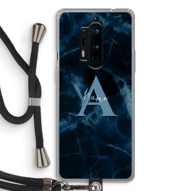 Midnight Marble: OnePlus 8 Pro Transparant Hoesje met koord