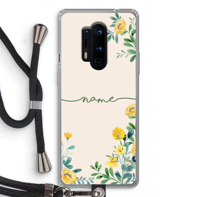Gele bloemen: OnePlus 8 Pro Transparant Hoesje met koord