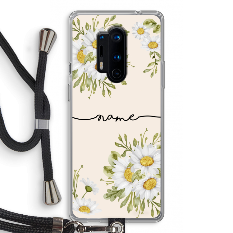 Daisies: OnePlus 8 Pro Transparant Hoesje met koord