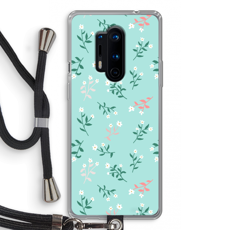 Small white flowers: OnePlus 8 Pro Transparant Hoesje met koord