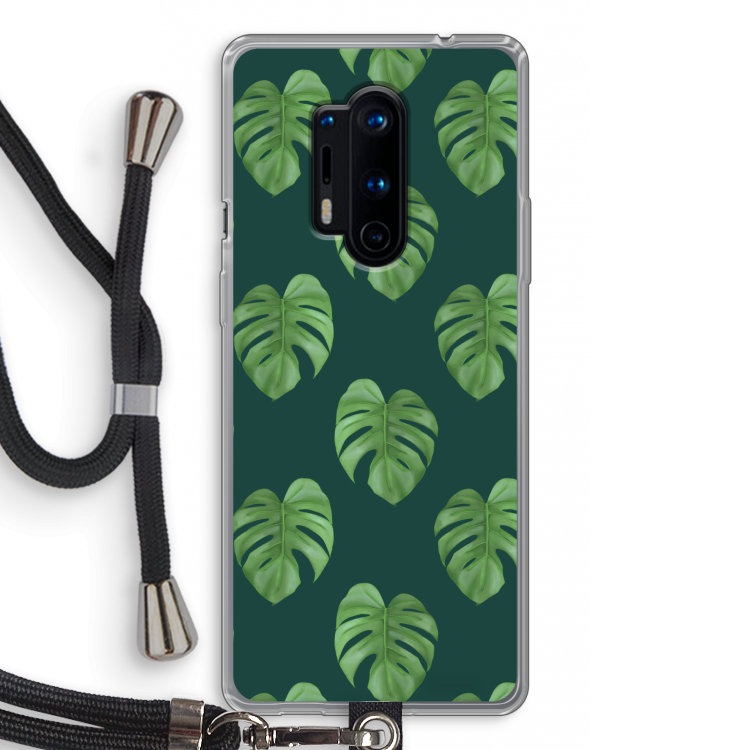 Monstera leaves: OnePlus 8 Pro Transparant Hoesje met koord