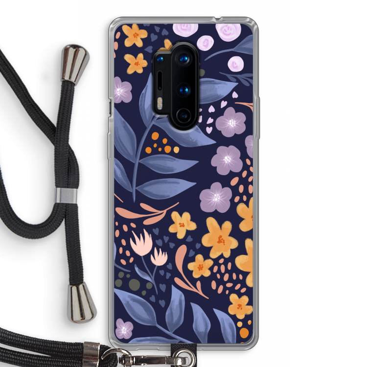 Flowers with blue leaves: OnePlus 8 Pro Transparant Hoesje met koord