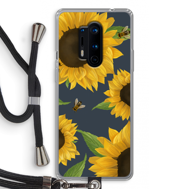 Sunflower and bees: OnePlus 8 Pro Transparant Hoesje met koord