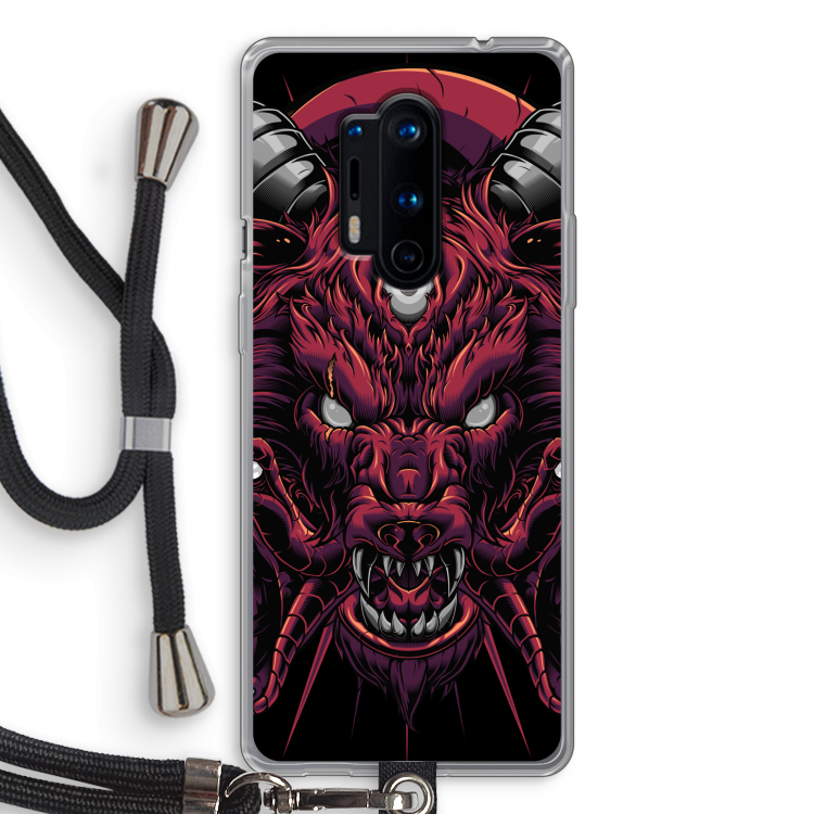 Hell Hound and Serpents: OnePlus 8 Pro Transparant Hoesje met koord