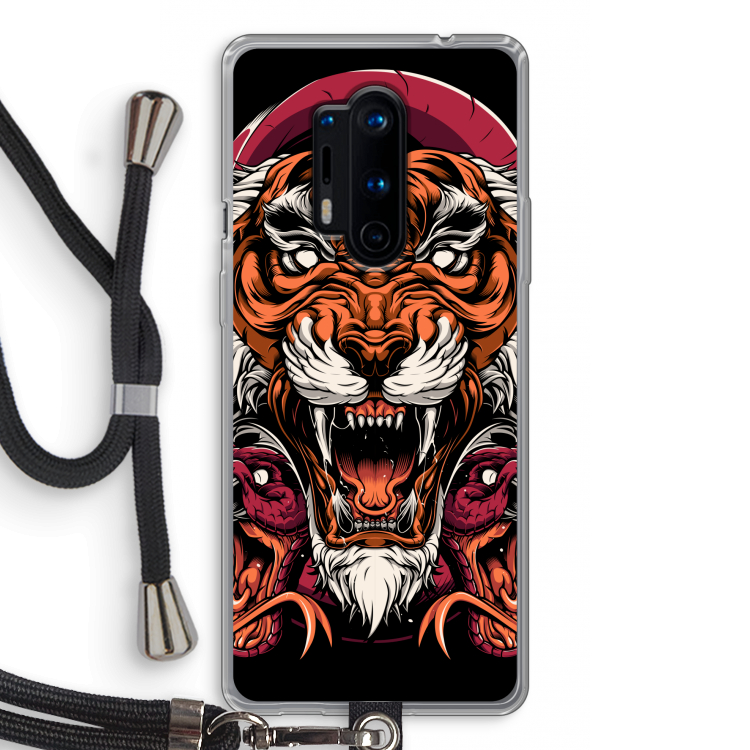 Tiger and Rattlesnakes: OnePlus 8 Pro Transparant Hoesje met koord