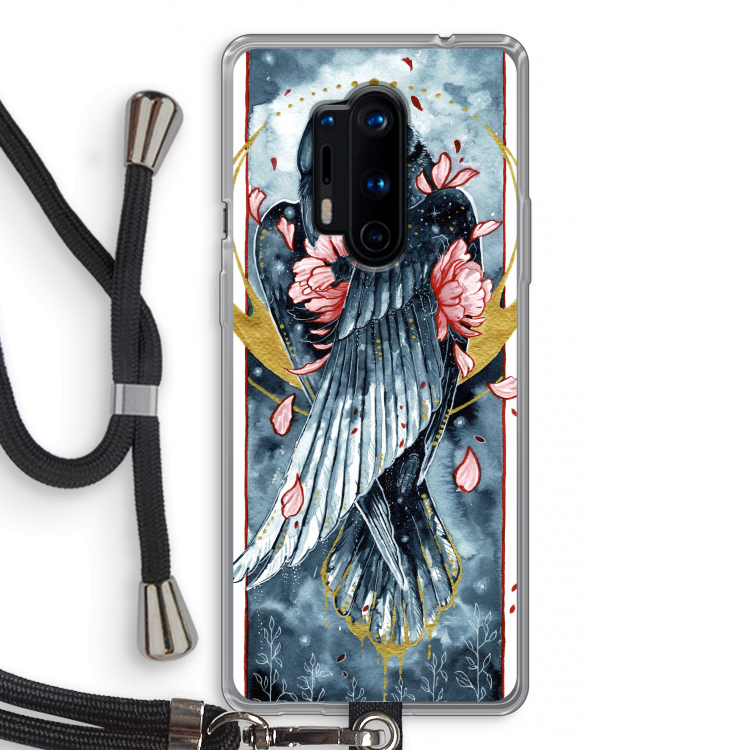 Golden Raven: OnePlus 8 Pro Transparant Hoesje met koord