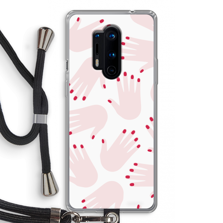 Hands pink: OnePlus 8 Pro Transparant Hoesje met koord