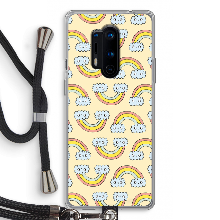 Regenboog: OnePlus 8 Pro Transparant Hoesje met koord