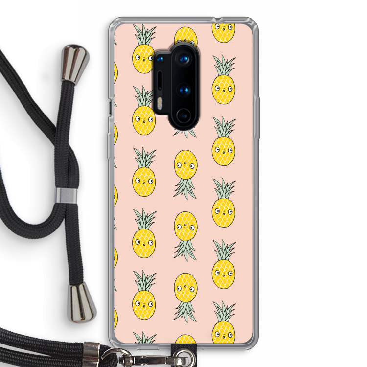 Ananas: OnePlus 8 Pro Transparant Hoesje met koord