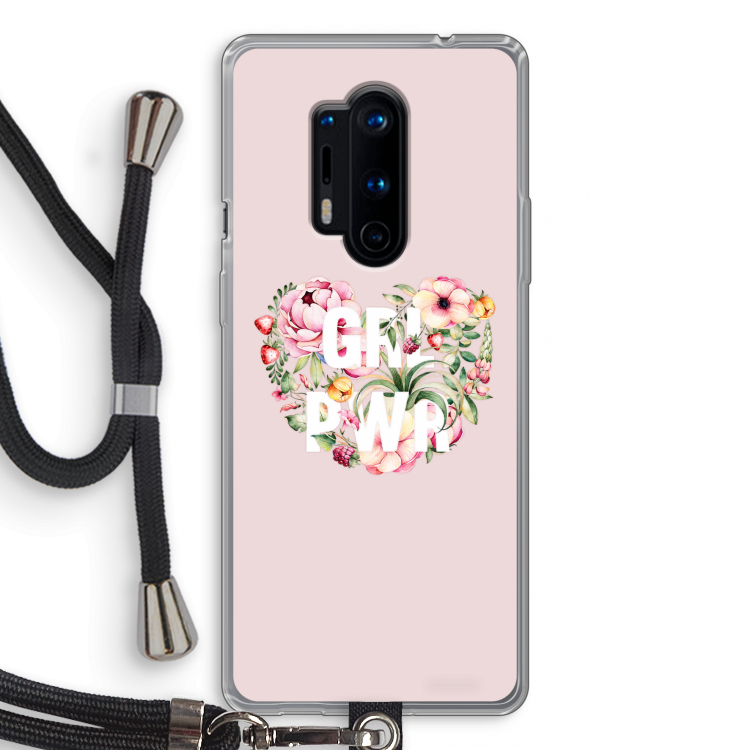 GRL PWR Flower: OnePlus 8 Pro Transparant Hoesje met koord