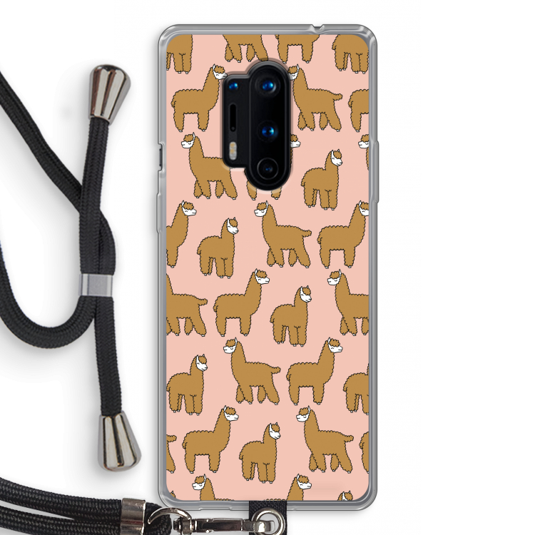 Alpacas: OnePlus 8 Pro Transparant Hoesje met koord