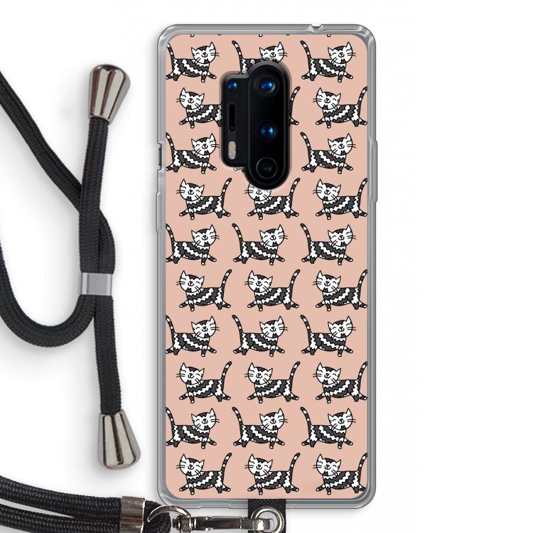 Zwarte poes: OnePlus 8 Pro Transparant Hoesje met koord