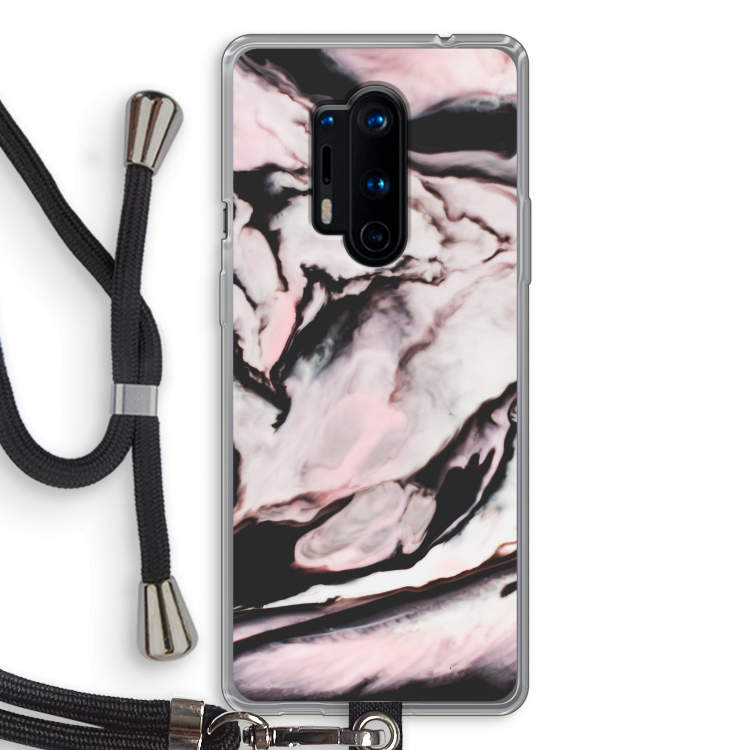 Roze stroom: OnePlus 8 Pro Transparant Hoesje met koord