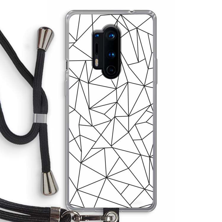 Geometrische lijnen zwart: OnePlus 8 Pro Transparant Hoesje met koord