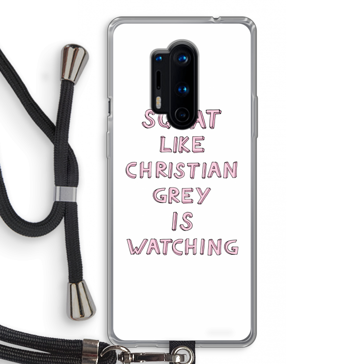 Christian Grey: OnePlus 8 Pro Transparant Hoesje met koord