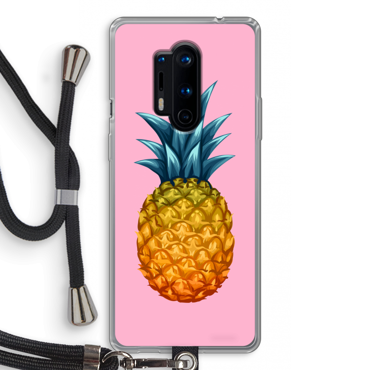 Grote ananas: OnePlus 8 Pro Transparant Hoesje met koord