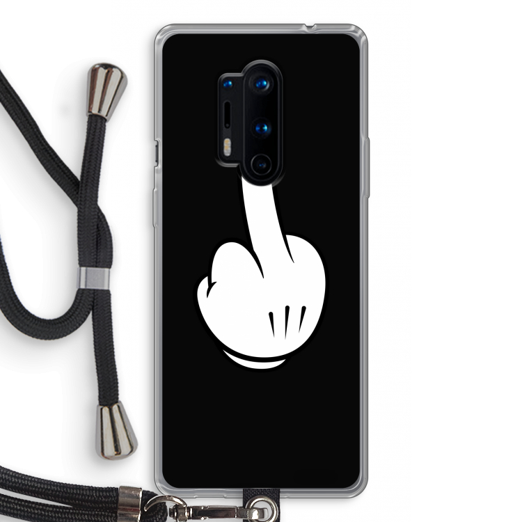 Middle finger black: OnePlus 8 Pro Transparant Hoesje met koord