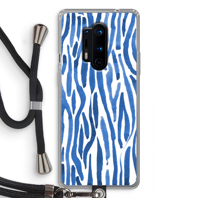 Blauwe nerven: OnePlus 8 Pro Transparant Hoesje met koord