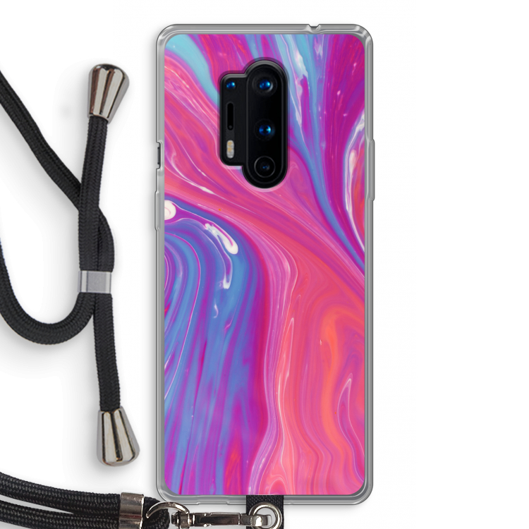 Paarse stroom: OnePlus 8 Pro Transparant Hoesje met koord