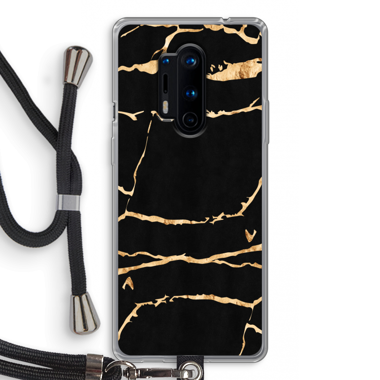 Gouden marmer: OnePlus 8 Pro Transparant Hoesje met koord
