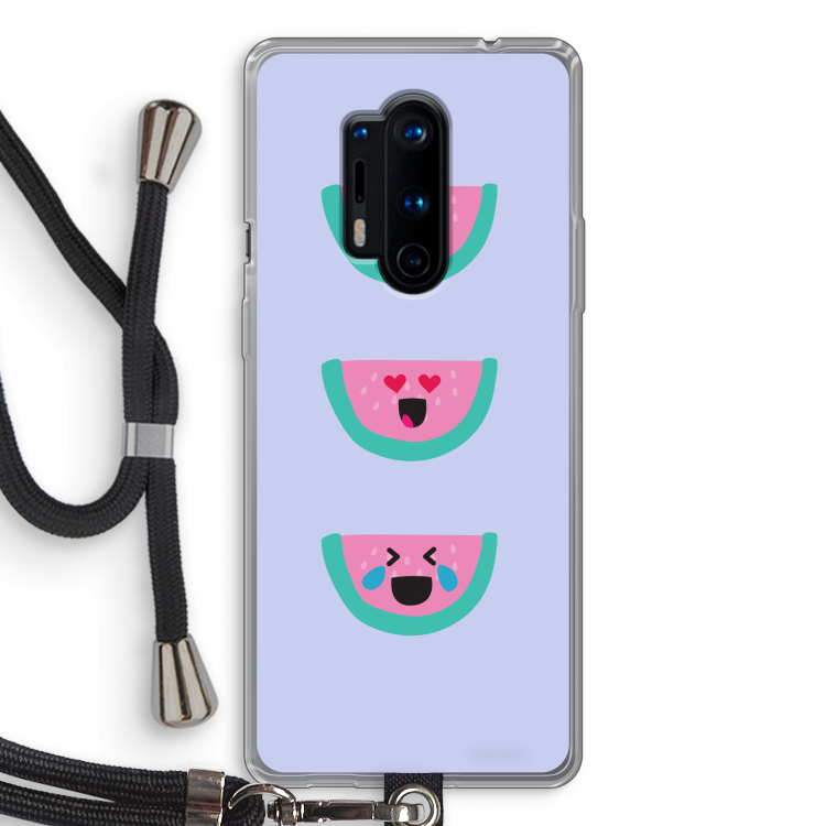 Smiley watermeloen: OnePlus 8 Pro Transparant Hoesje met koord