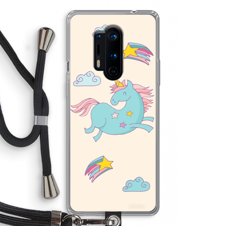 Vliegende eenhoorn: OnePlus 8 Pro Transparant Hoesje met koord