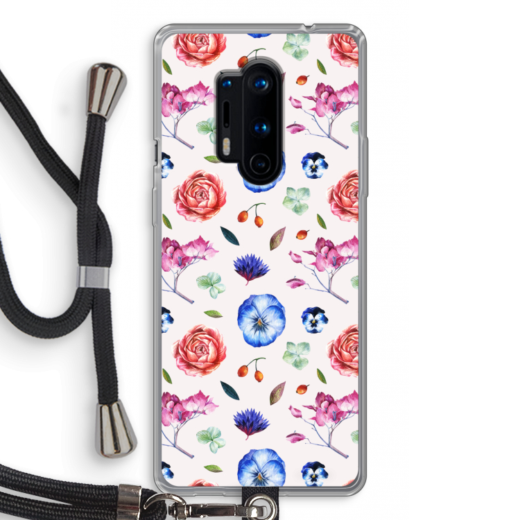 Bloemetjes: OnePlus 8 Pro Transparant Hoesje met koord