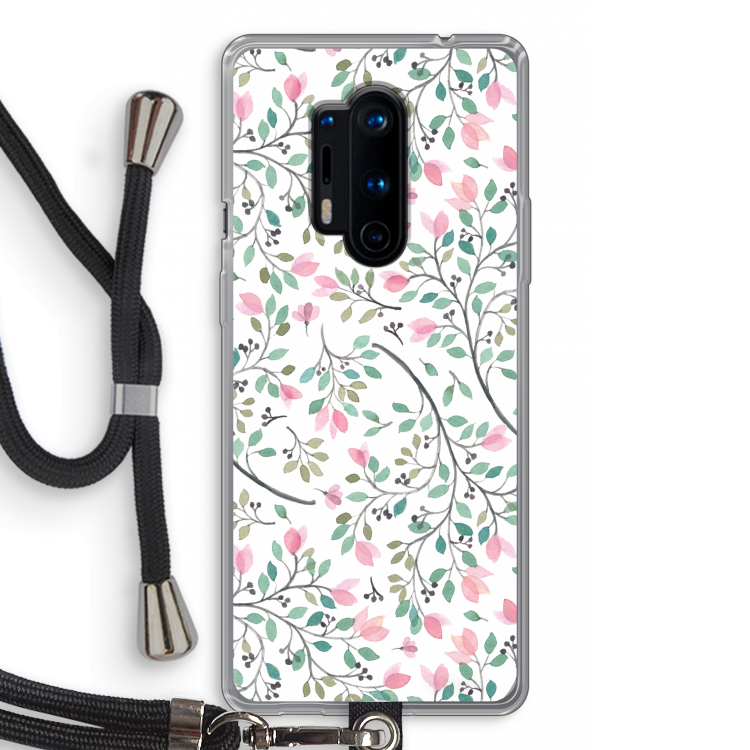 Sierlijke bloemen: OnePlus 8 Pro Transparant Hoesje met koord