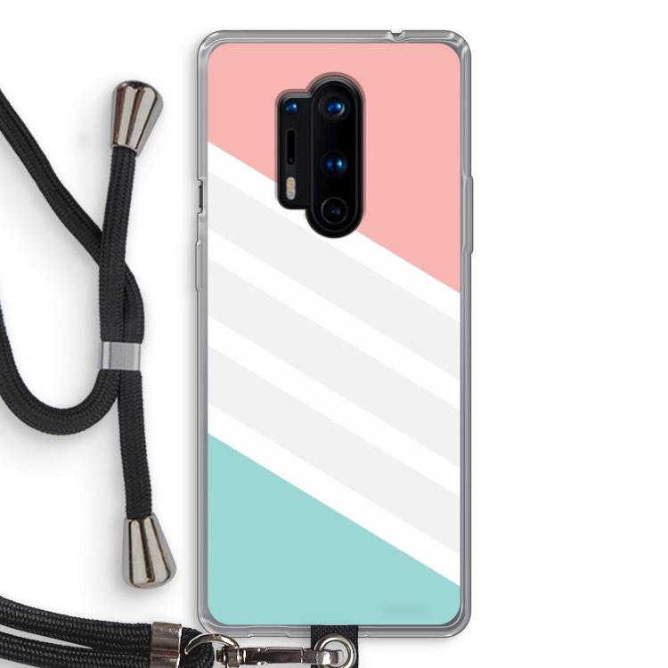 Strepen pastel: OnePlus 8 Pro Transparant Hoesje met koord