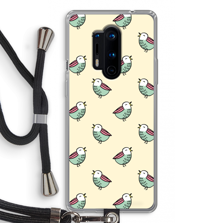 Vogeltjes: OnePlus 8 Pro Transparant Hoesje met koord